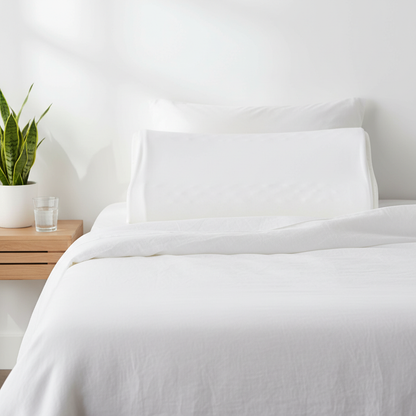 Memory foam pillow on bed wellness bedroom lifestyle
