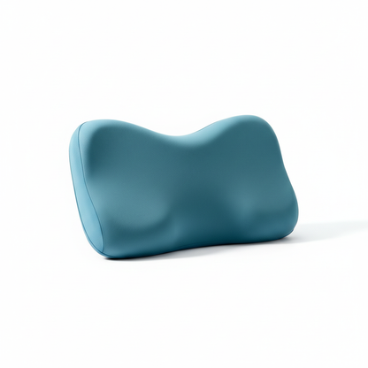 Teal lumbar pillow white background product shot