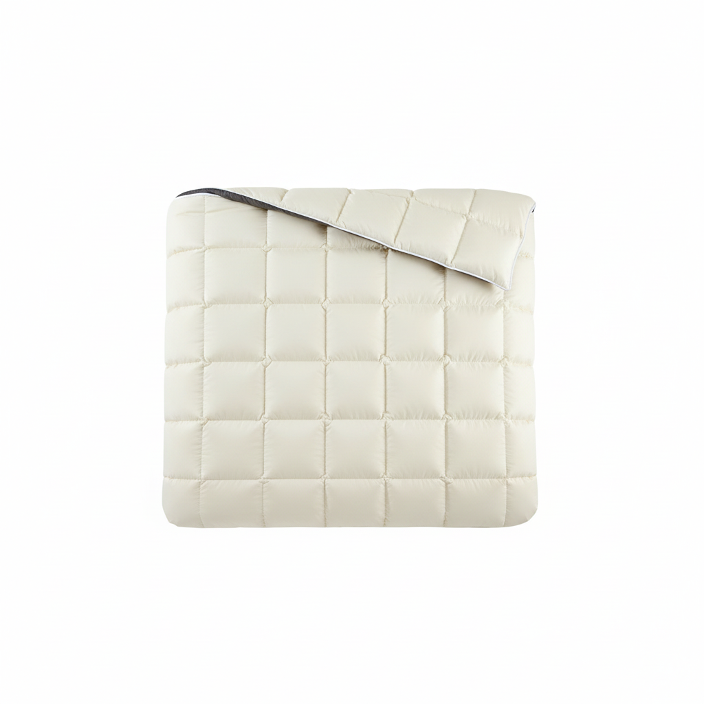 Duvet cover flat lay cream ivory side white background