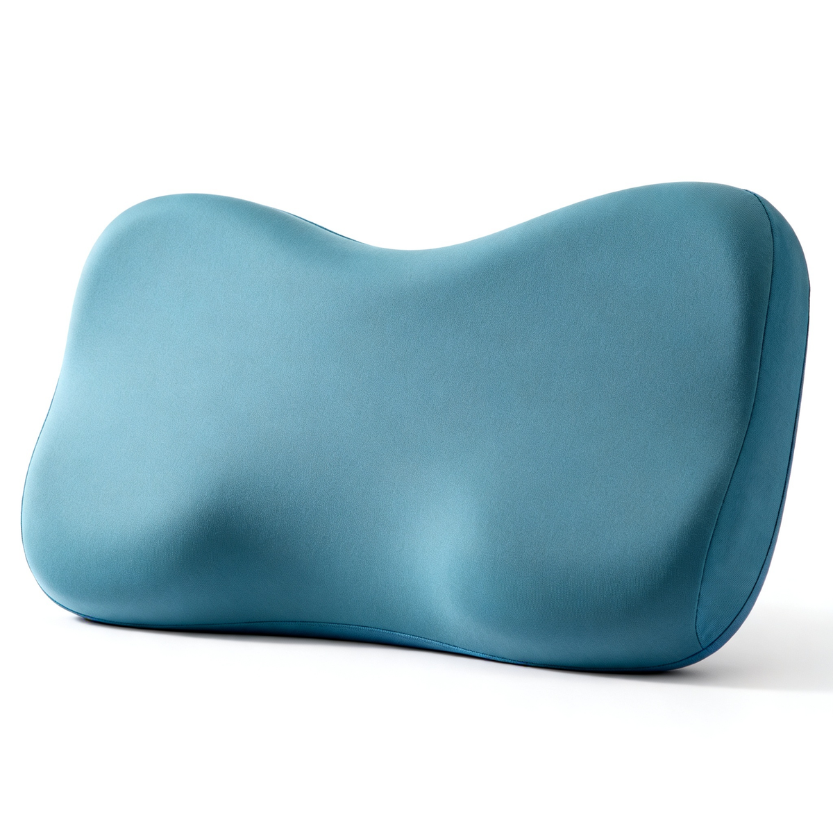 Teal blue ergonomic lumbar support pillow front view