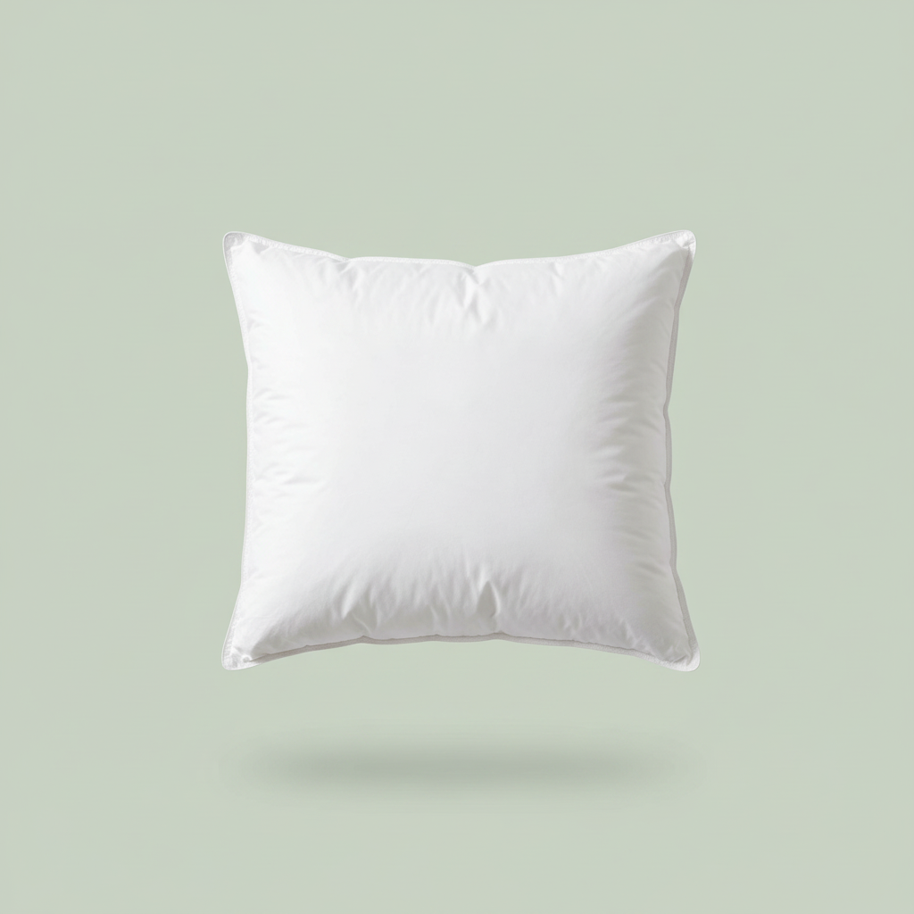 White square pillow insert sage green background