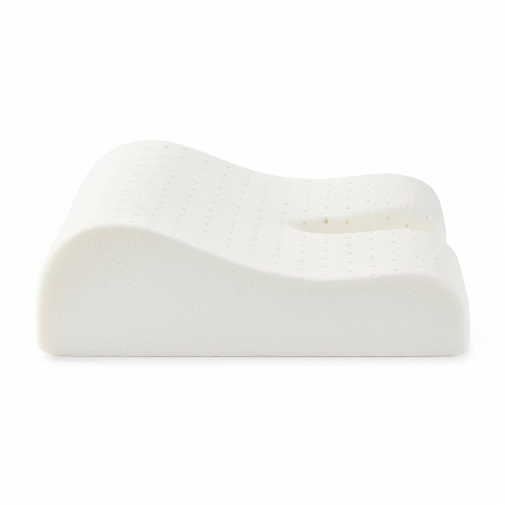 Memory foam pillow front view dual height white background