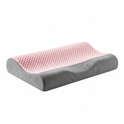 Pink mesh contour pillow clean white studio background