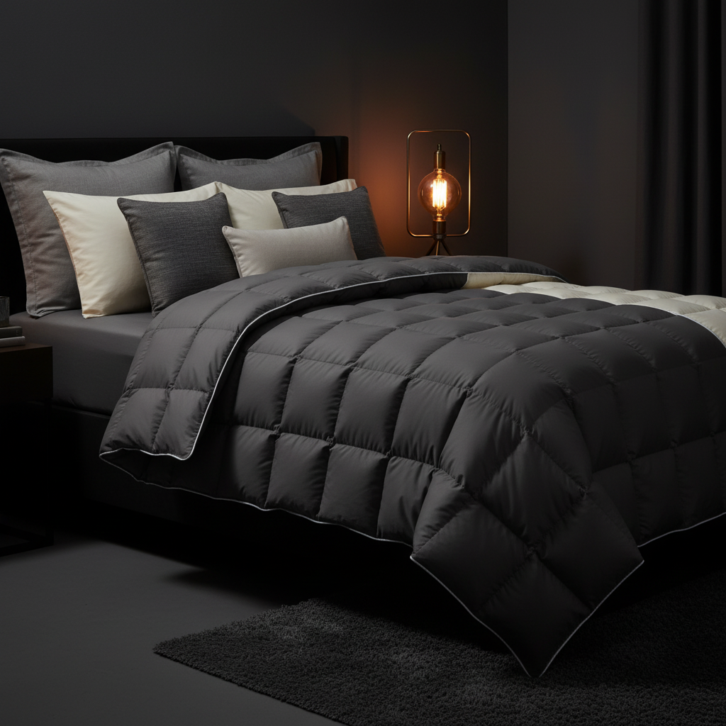 Charcoal grey duvet cover moody sophisticated bedroom
