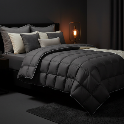 Charcoal grey duvet cover moody sophisticated bedroom