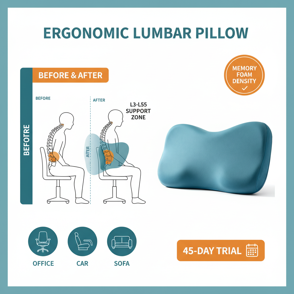 Lumbar pillow product infographic spine alignment