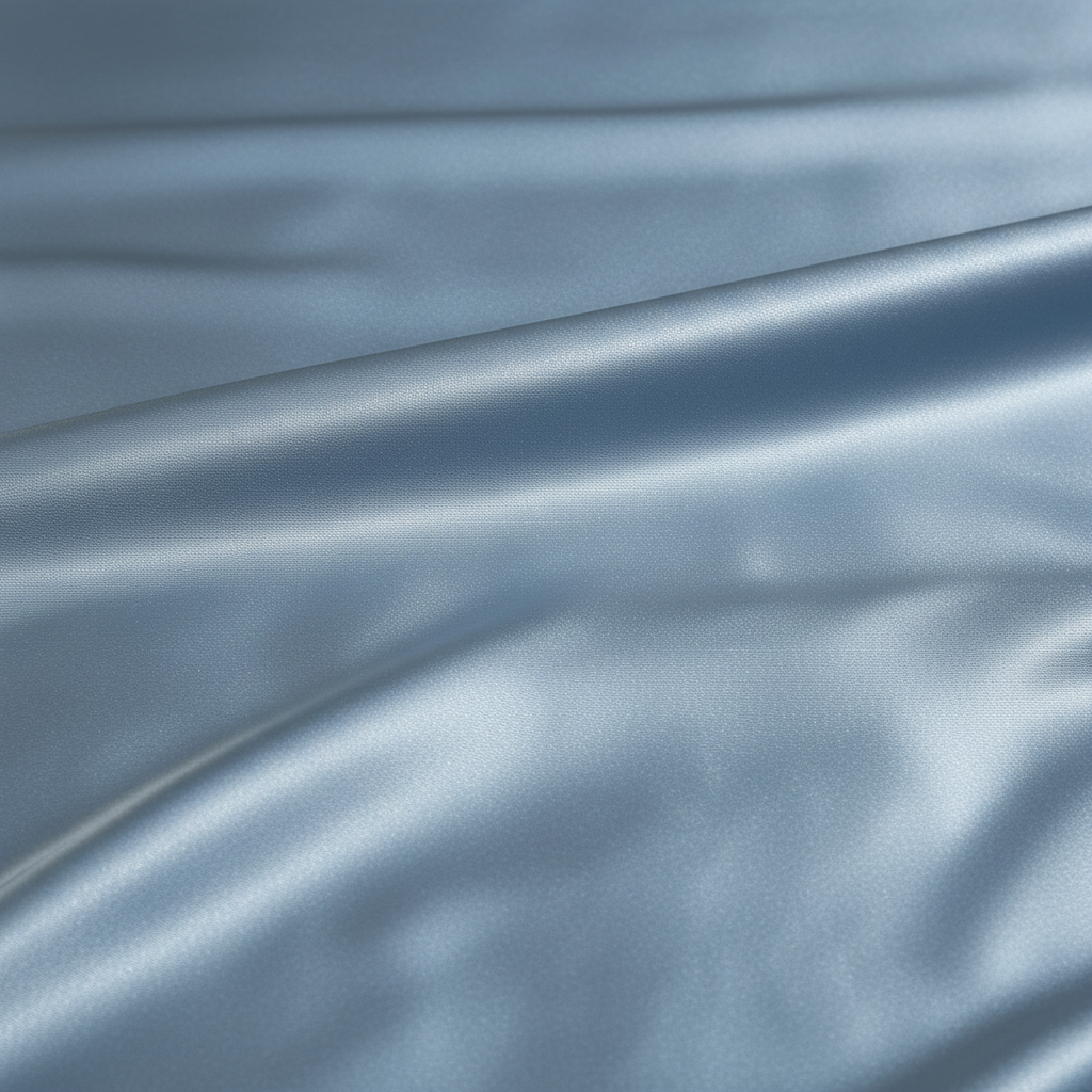 Close-up steel blue satin fabric texture