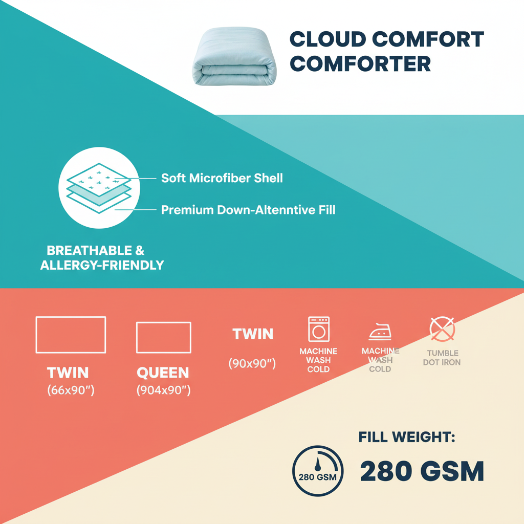 Product infographic with size guide and care icons