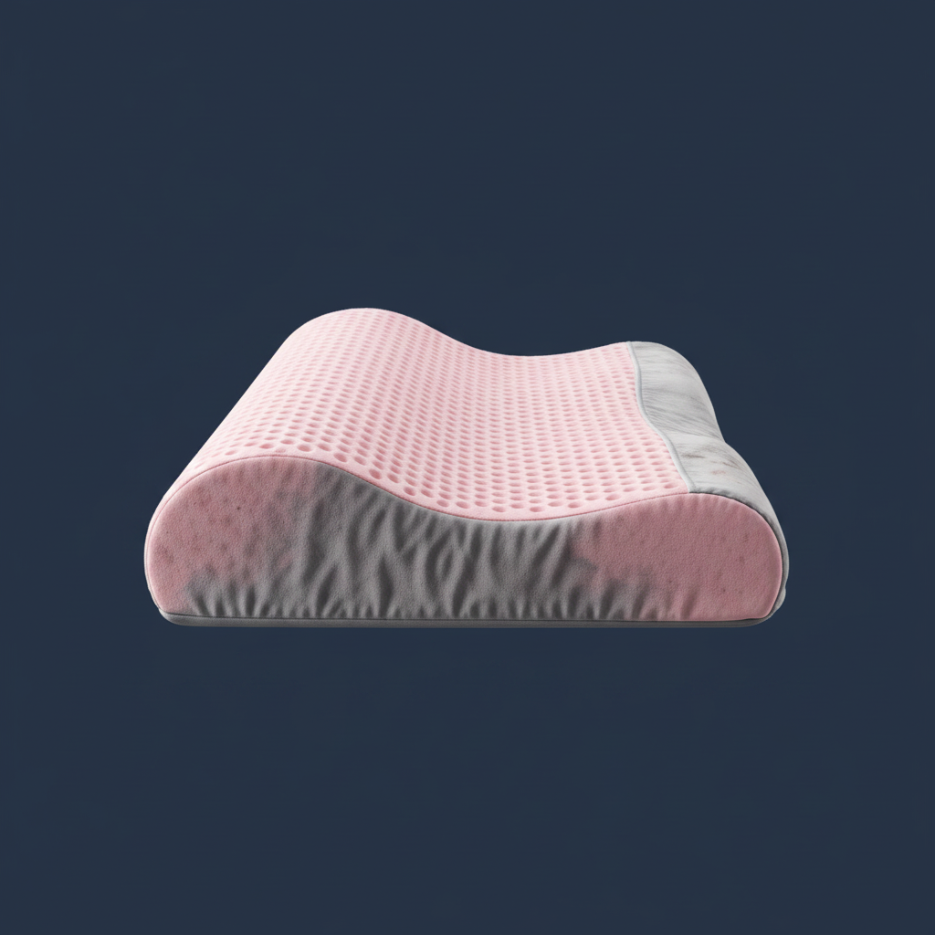Side profile contour wave shape cervical zones navy background