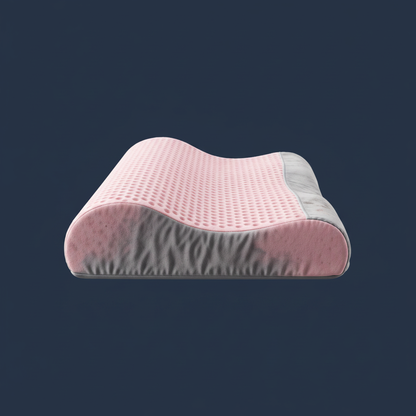 Side profile contour wave shape cervical zones navy background