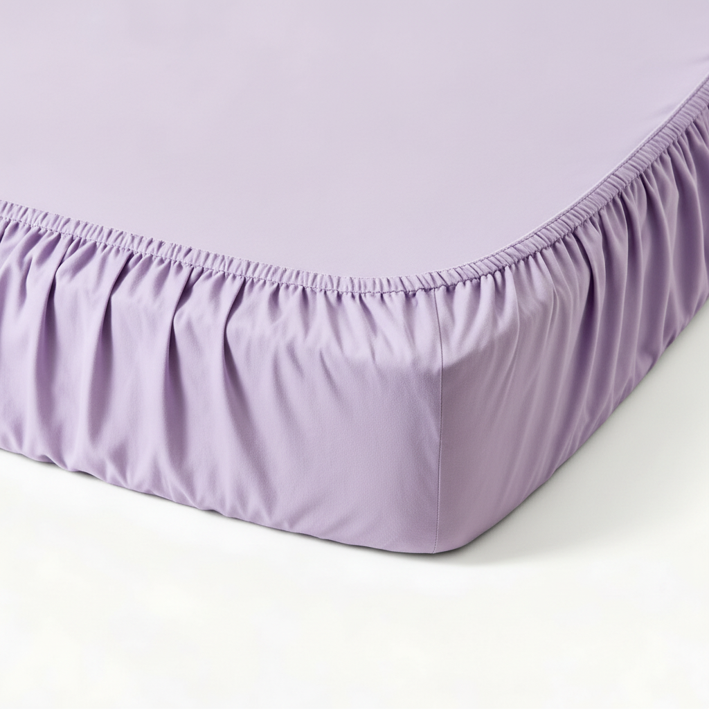 Lavender fitted sheet corner deep pocket elastic detail