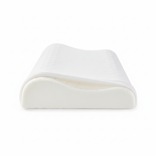 Memory foam cervical pillow side profile white background