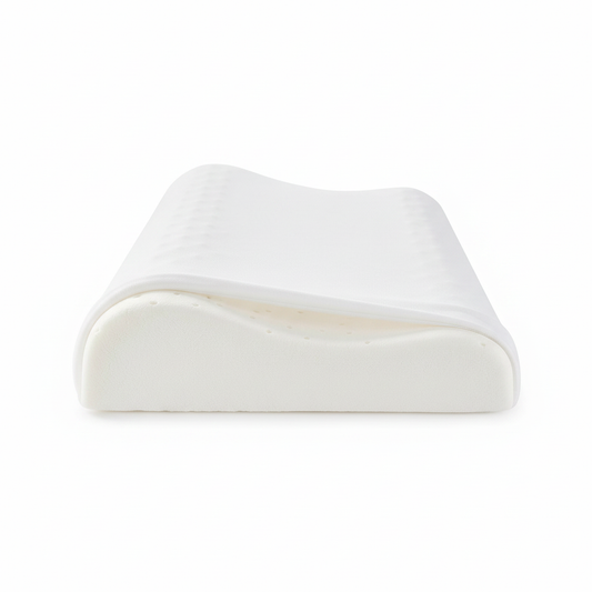 Memory foam cervical pillow side profile white background