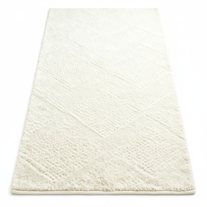 Cream geometric bath mat white background full product view